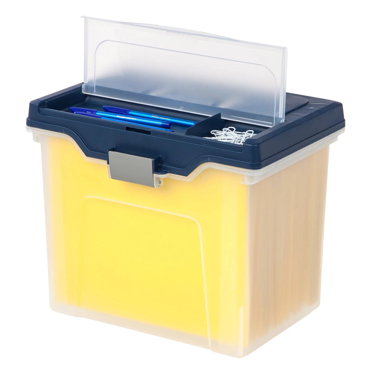 Large Mobile File Box Letter Size Clear Blue V758