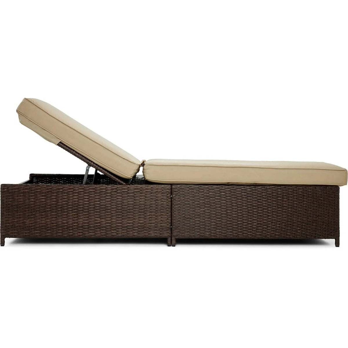 Brown Wicker Outdoor Storage Chaise Lounge I92416