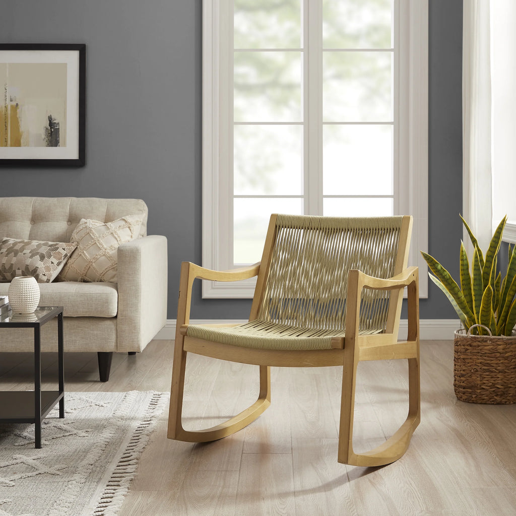Natural Woven Rope Beechwood Rocking Chair B86250