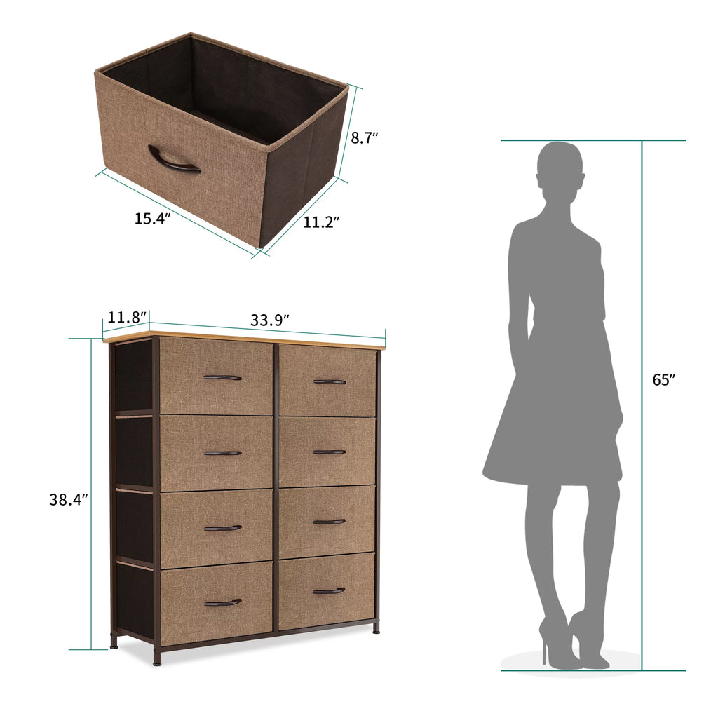 Light Gray 8 Drawer Vertical Dresser with Shelf N159241