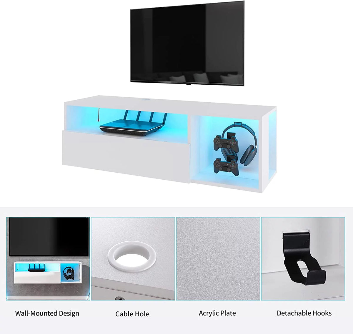 39.3 inches Floating TV Stand with Lights A61337