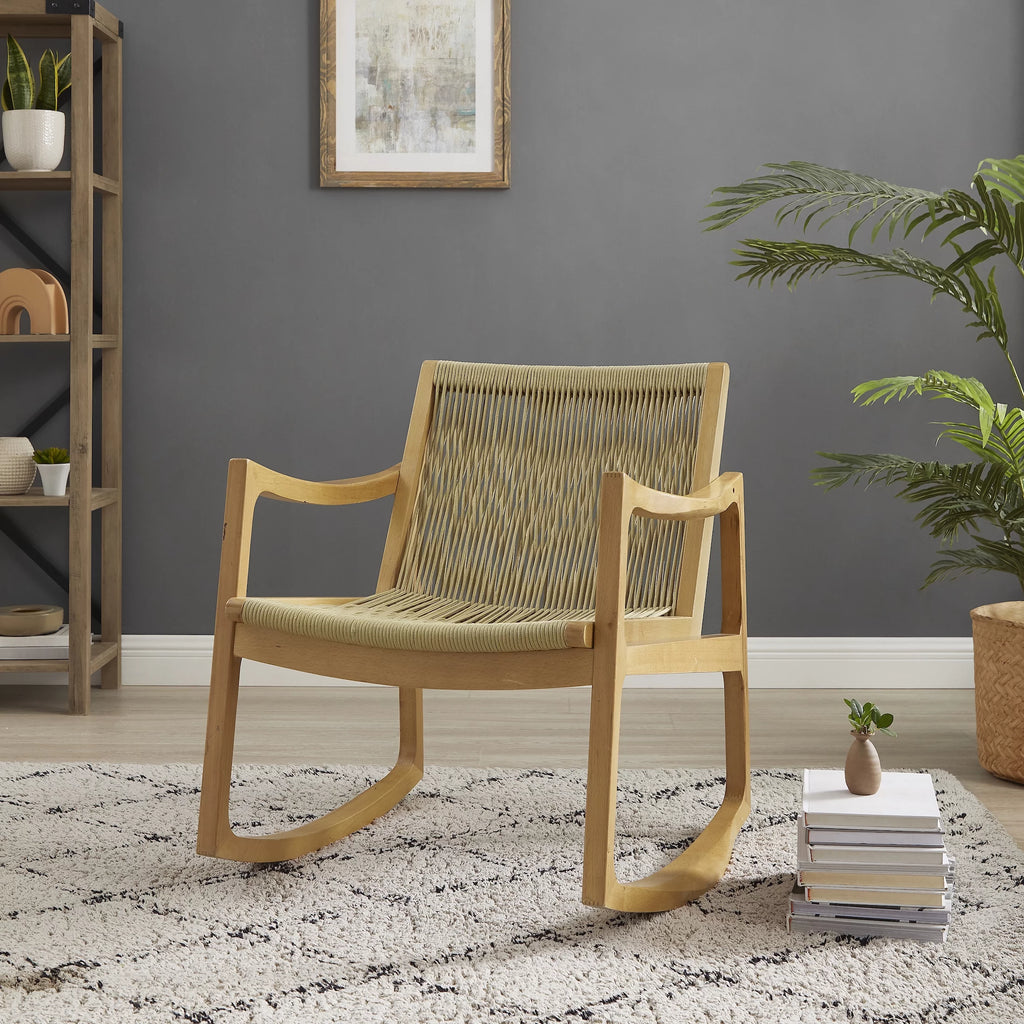 Natural Woven Rope Beechwood Rocking Chair B86250