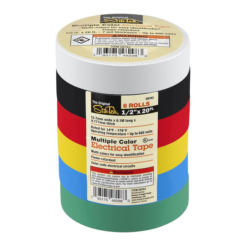 Multiple Color Electrical Tape, 6-Piece G33625