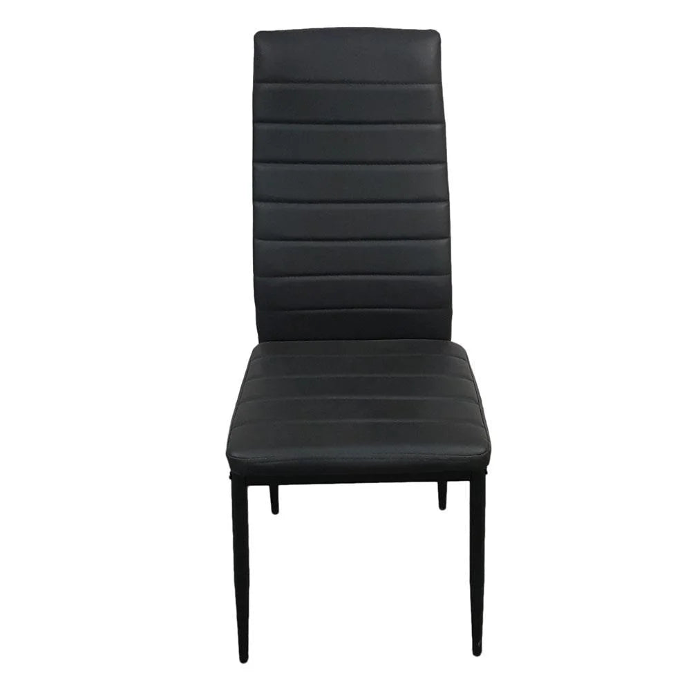 6 Pc High Back PU Leather Dining Chairs Black U17191