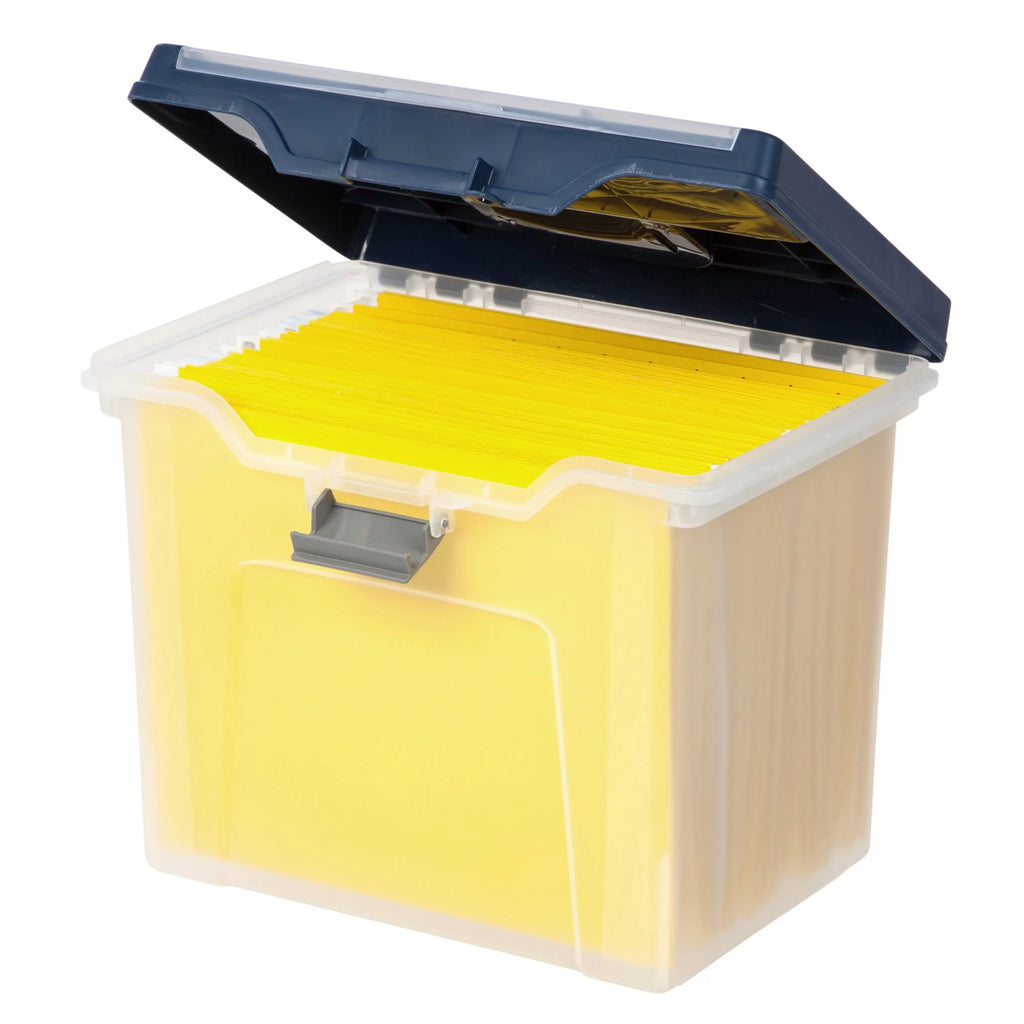 Large Mobile File Box Letter Size Clear Blue V758