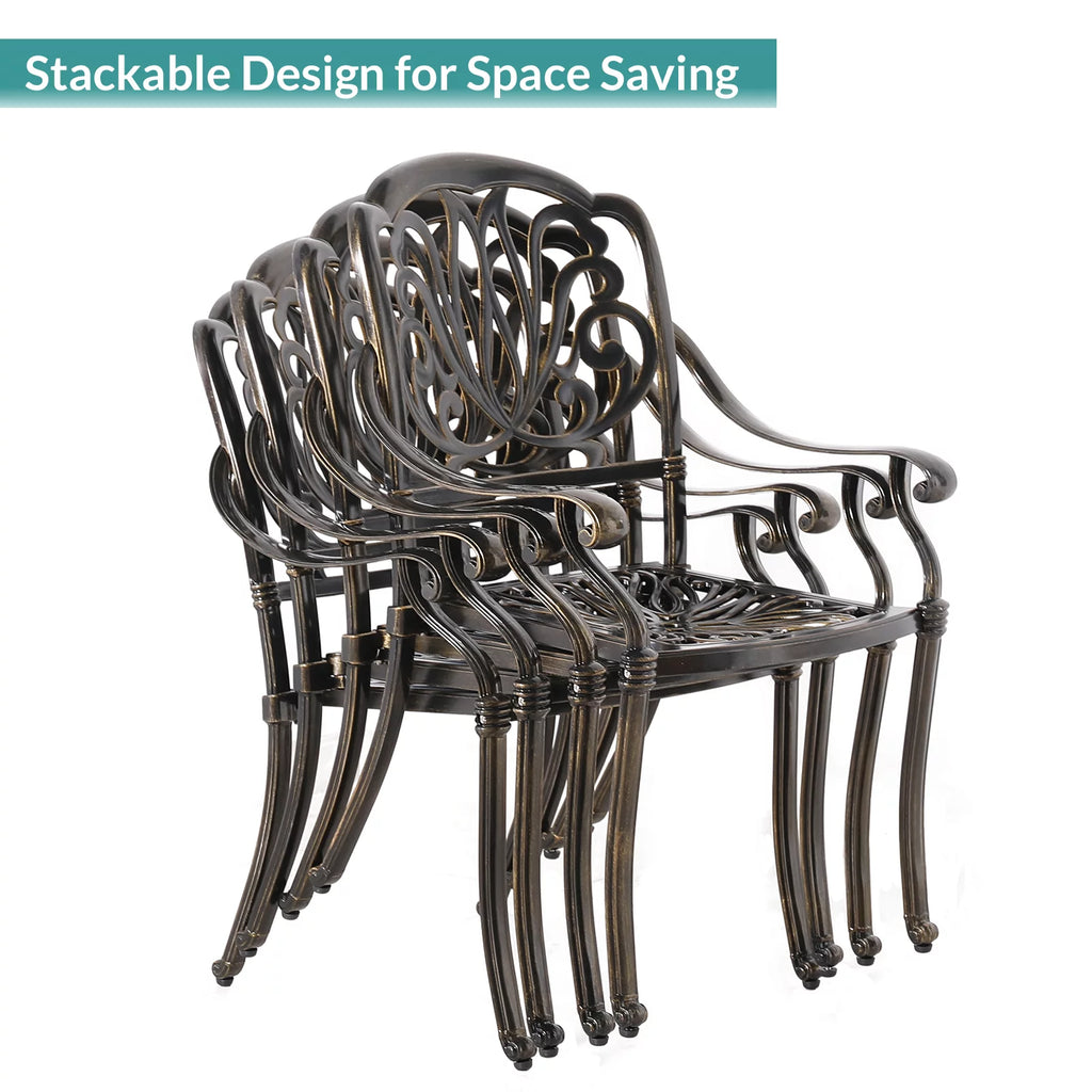 7 Piece Cast Aluminum Outdoor Dining Set with Cushioned Chairs Y11538