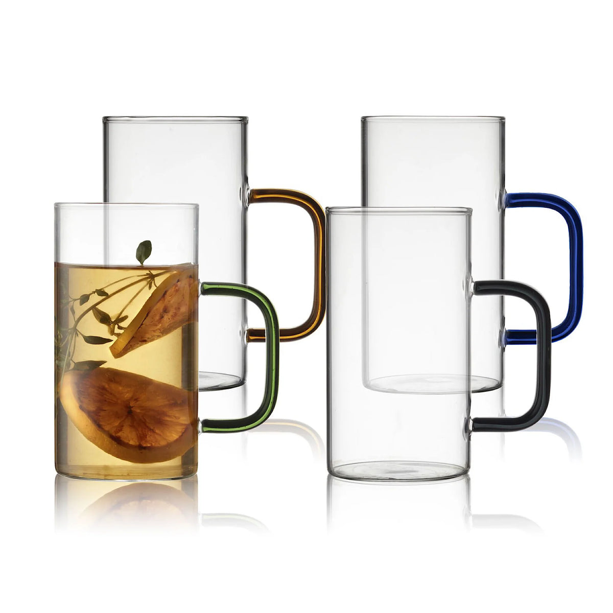 Glass Mug 35 cl 4pcs Assorted P21592