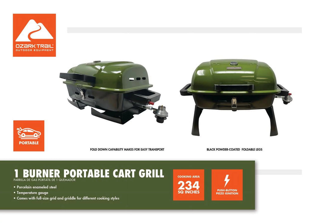 Portable 1 Burner Propane Grill with Griddle Plate C739