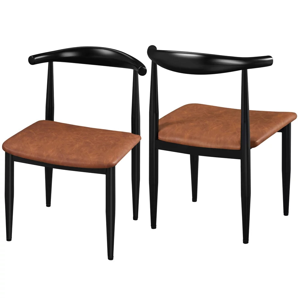 Set of 2 Brown PU Leather Dining Chairs P170