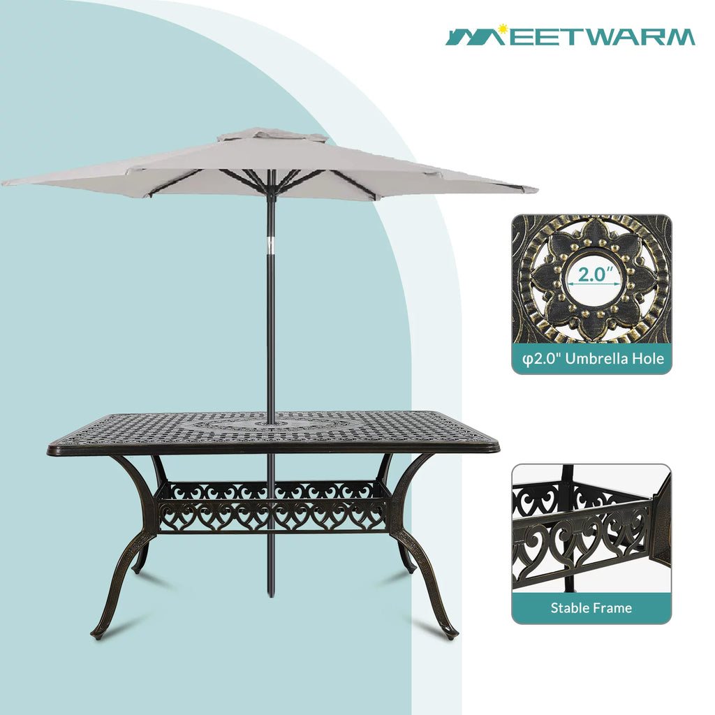 7 Piece Cast Aluminum Outdoor Dining Set with Cushioned Chairs Y11538