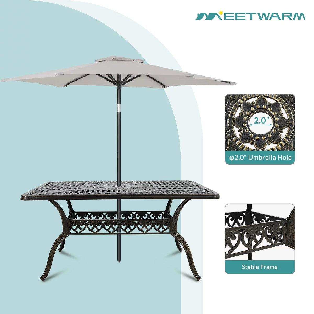 7 Piece Cast Aluminum Outdoor Dining Set with Cushioned Chairs Y11538