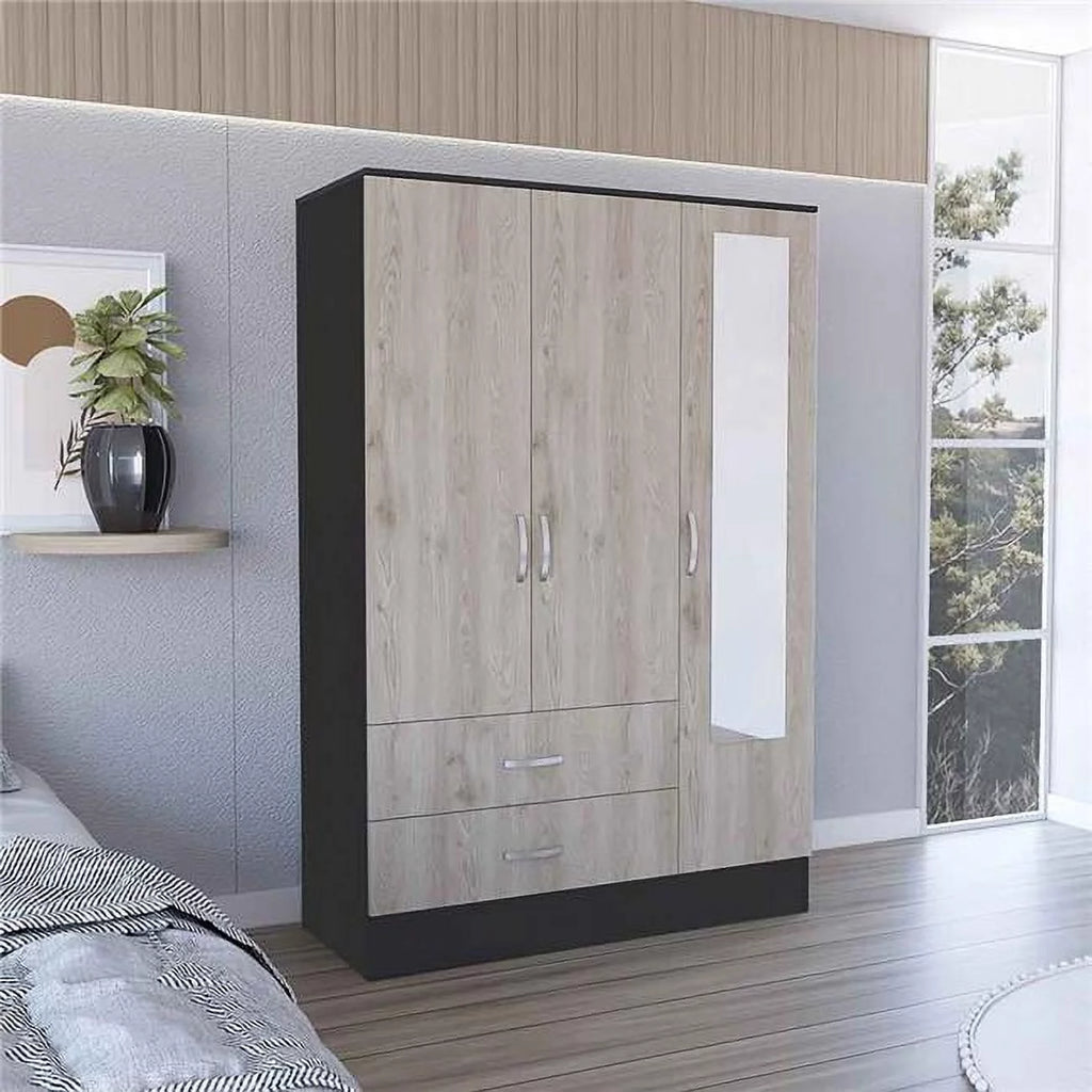 Black Light Gray Mirrored Armoire S844403