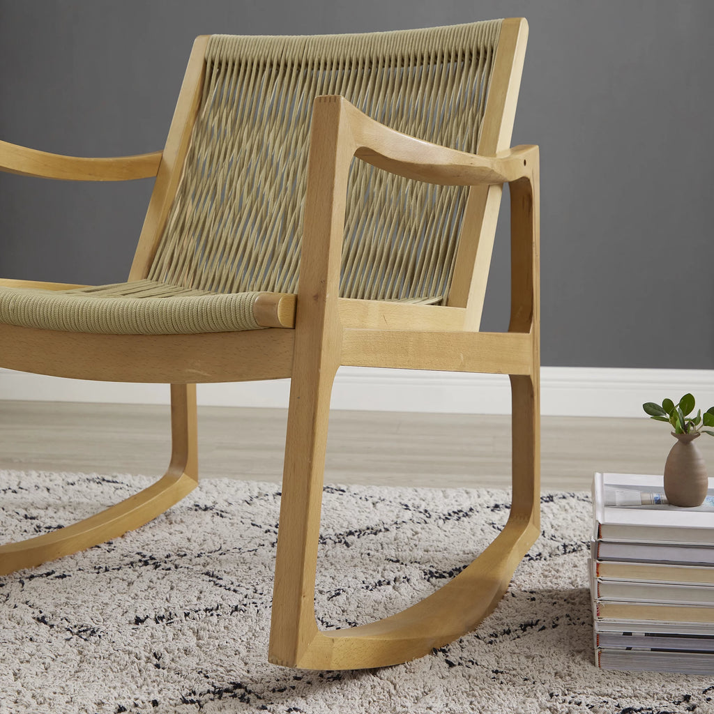 Natural Woven Rope Beechwood Rocking Chair B86250