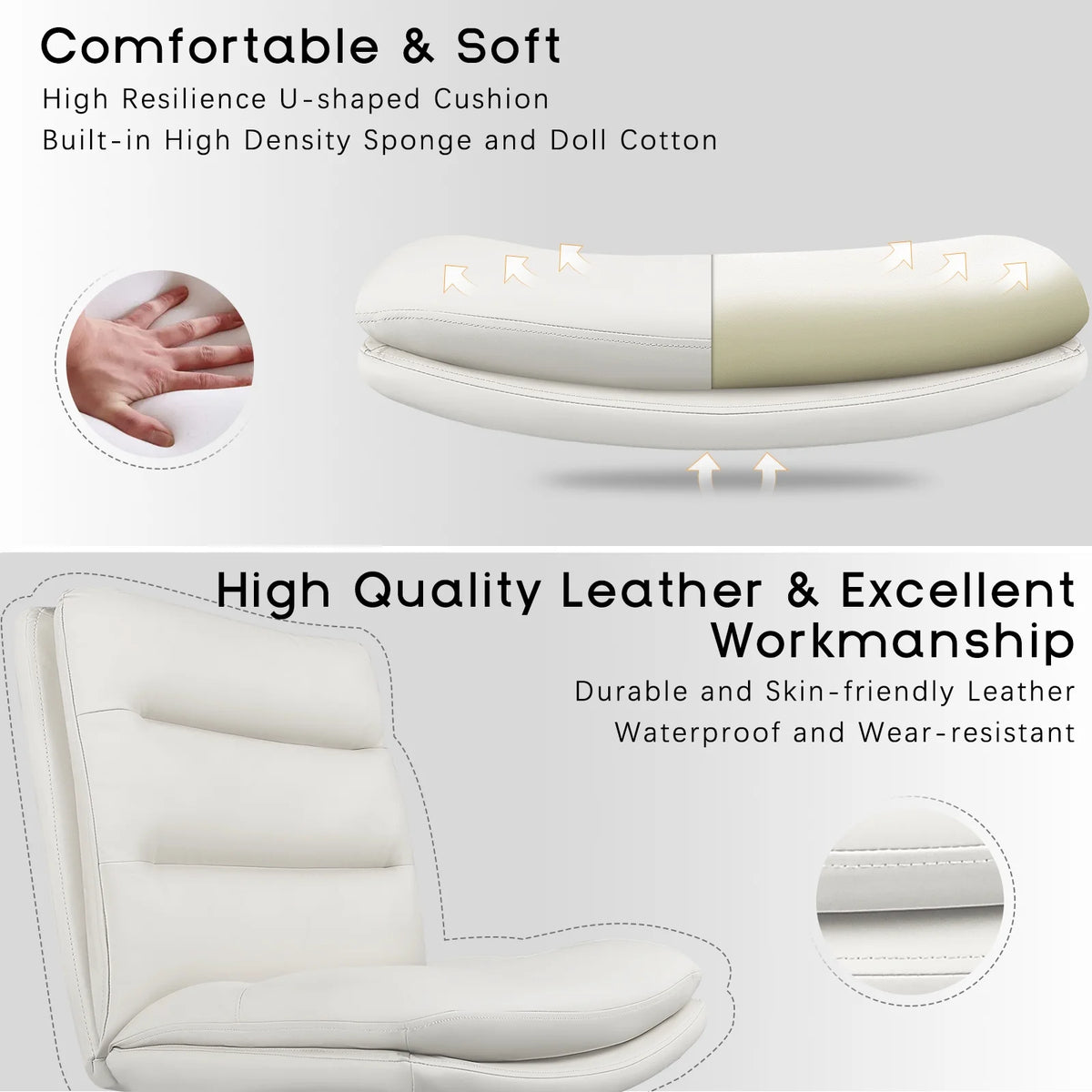 High Back Armless PU Leather Office Desk Chair B697781