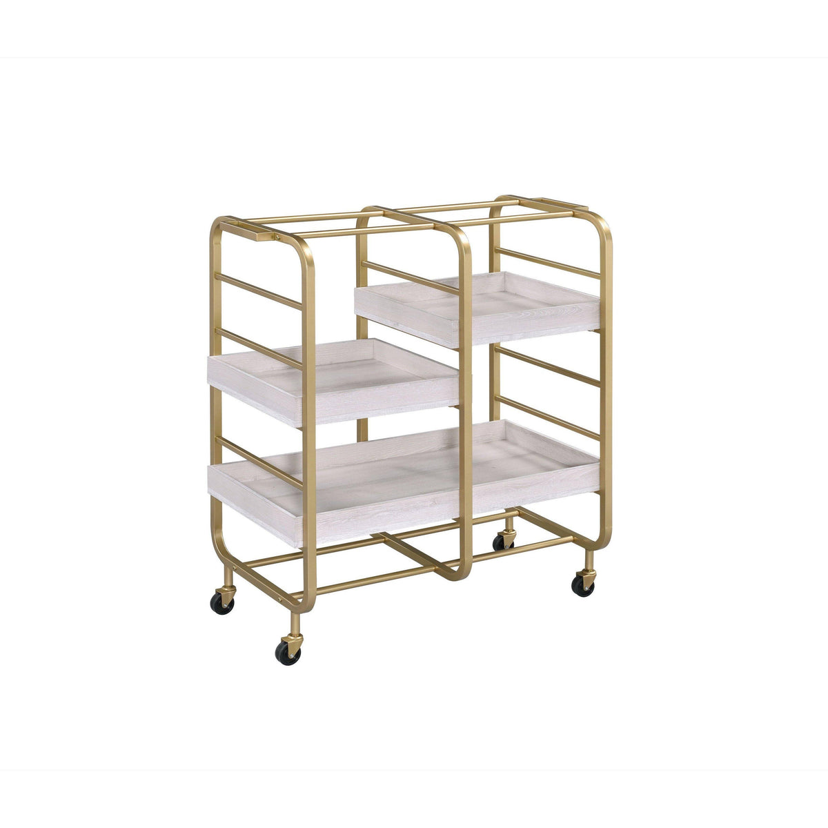 Gold & White-Washed Serving Cart D304031