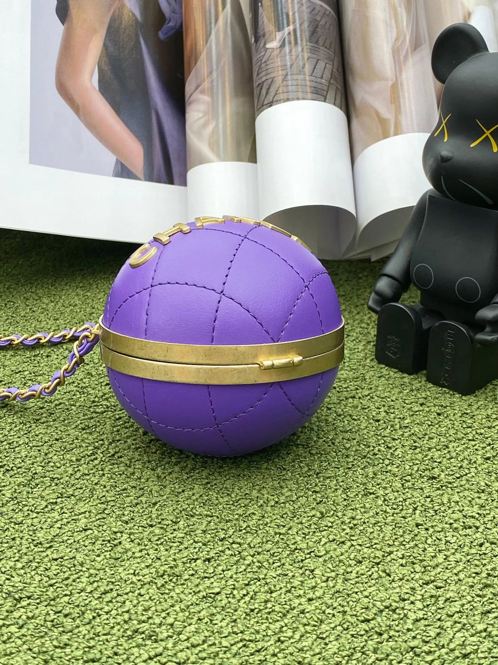 Purple and Gold Chain Bag E173524