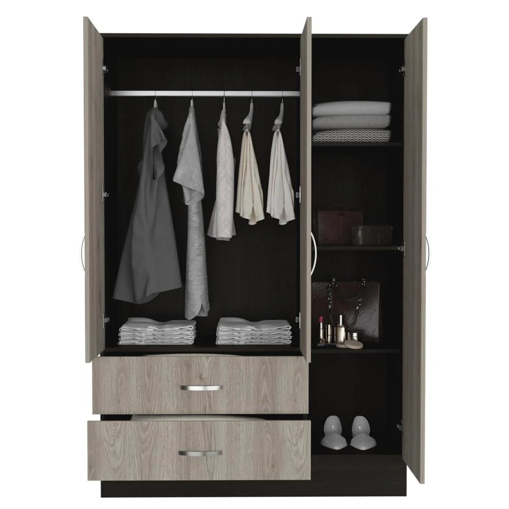 Black Light Gray Mirrored Armoire S844403