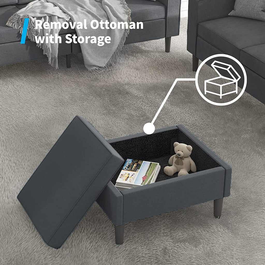 Dark Gray Convertible Sectional Sofa with Storage Ottoman N308862
