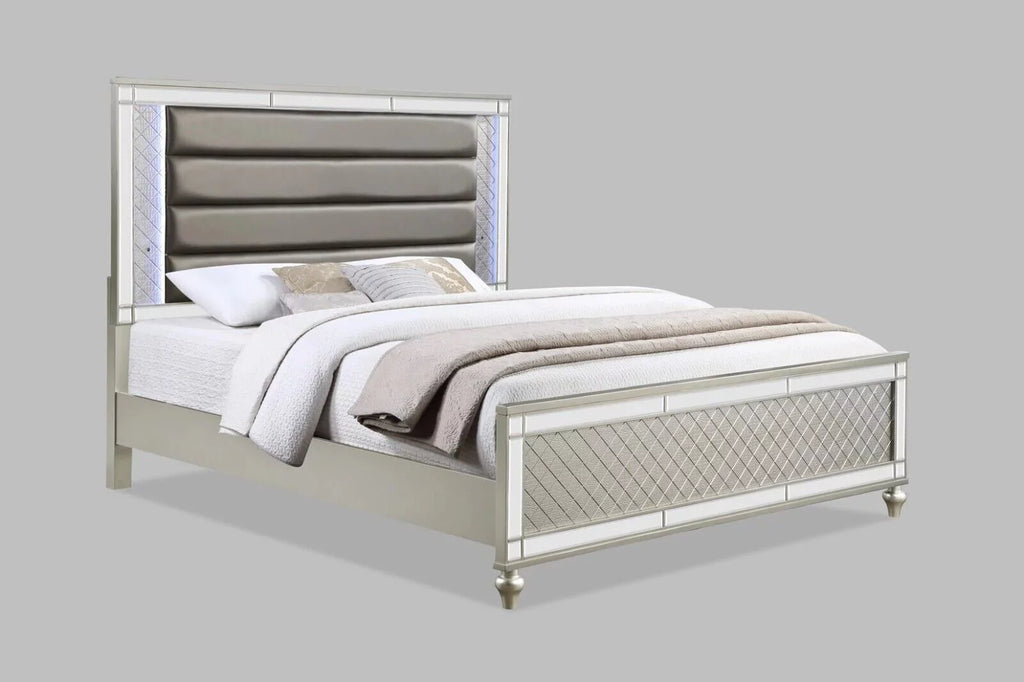 King Size Upholstery LED Bed and Nightstands F4952