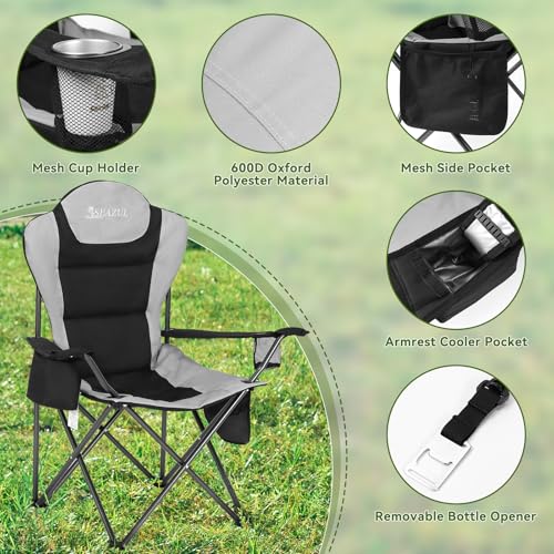 Camping Chairs 2 Pack, Folding Chair with Cup Holder & Cooler Bag A423605