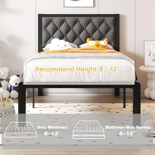 Queen Bed Frame with Headboard PU Leather Upholstered Platform Bed Frame with Storage Space Black N702741