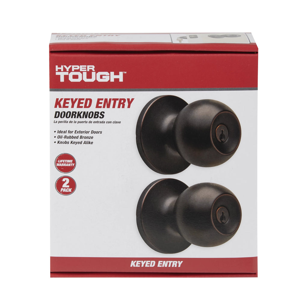 Keyed Entry Ball Style Doorknob Oil-Rubbed Bronze Twin Pack D7850