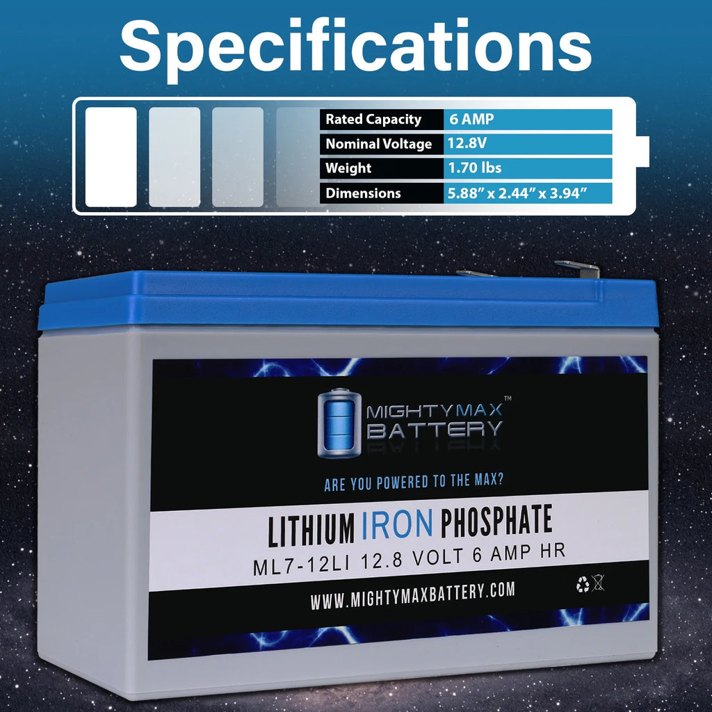 12V 7AH Lithium Replacement Battery 2 Pack P56249