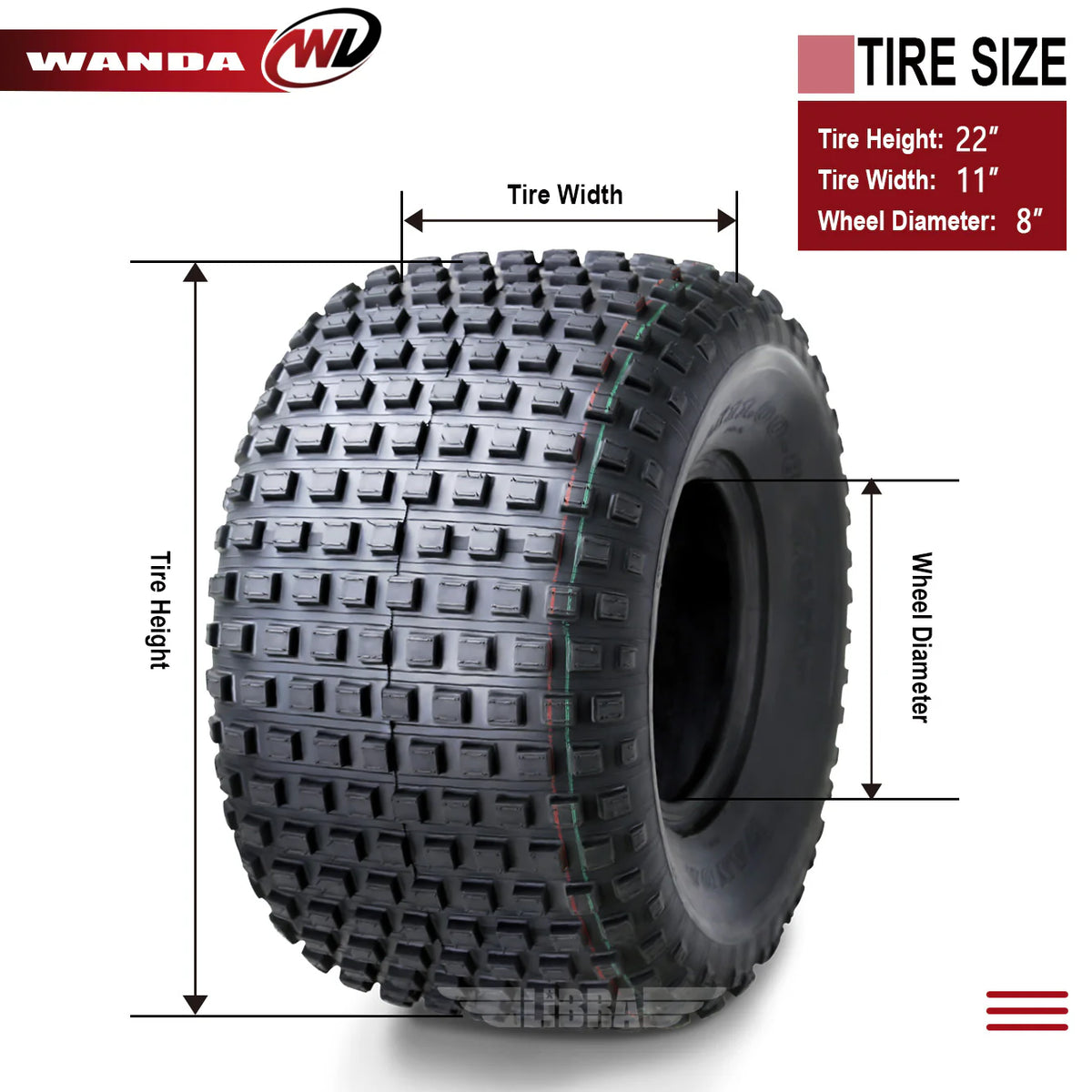 2 New ATV Tires 22X11-8 4PR X15575