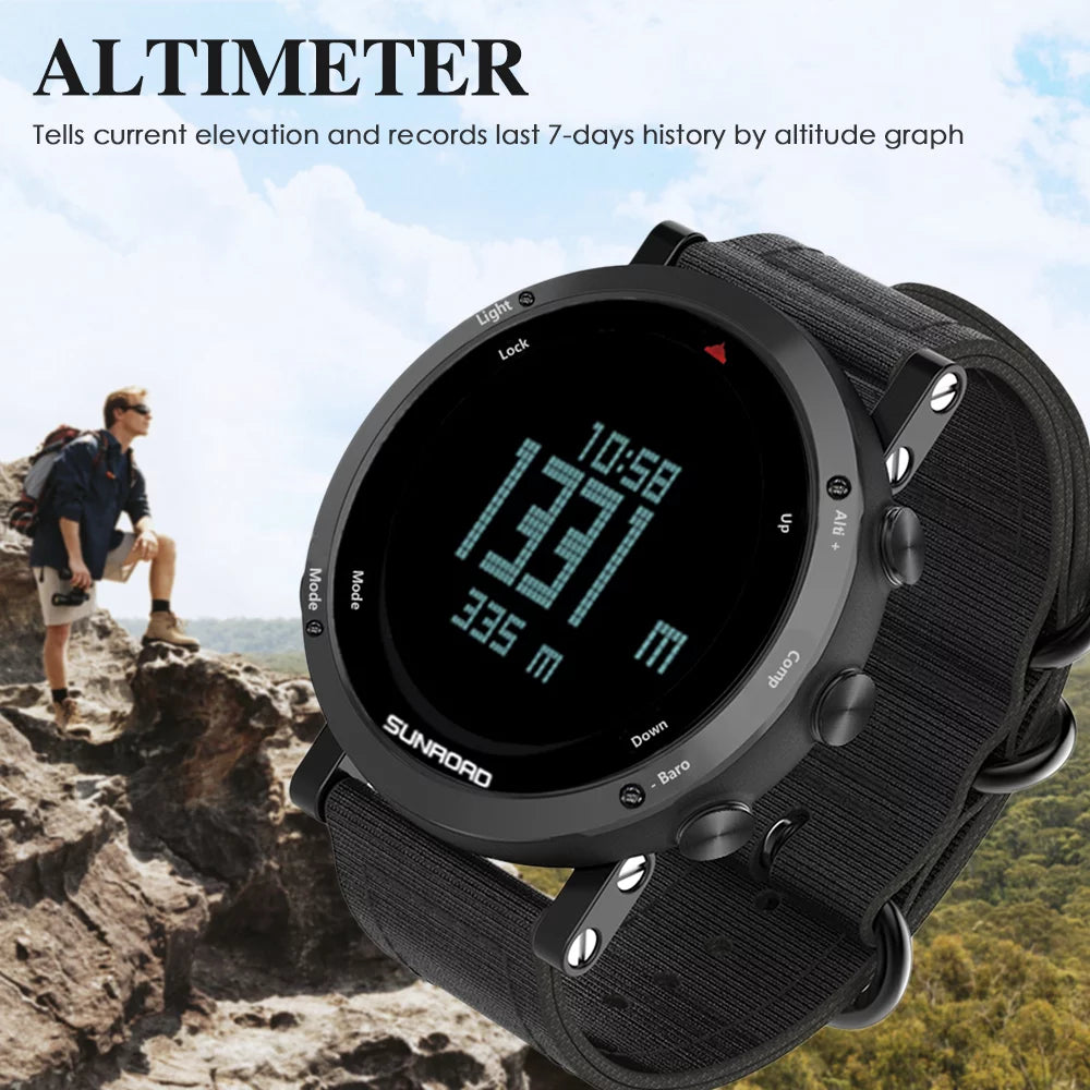 Barometer Altimeter Compass Weather Forecast Men Watch 50meters-resistant Multifunctional Outdoor Sports Watch L88898
