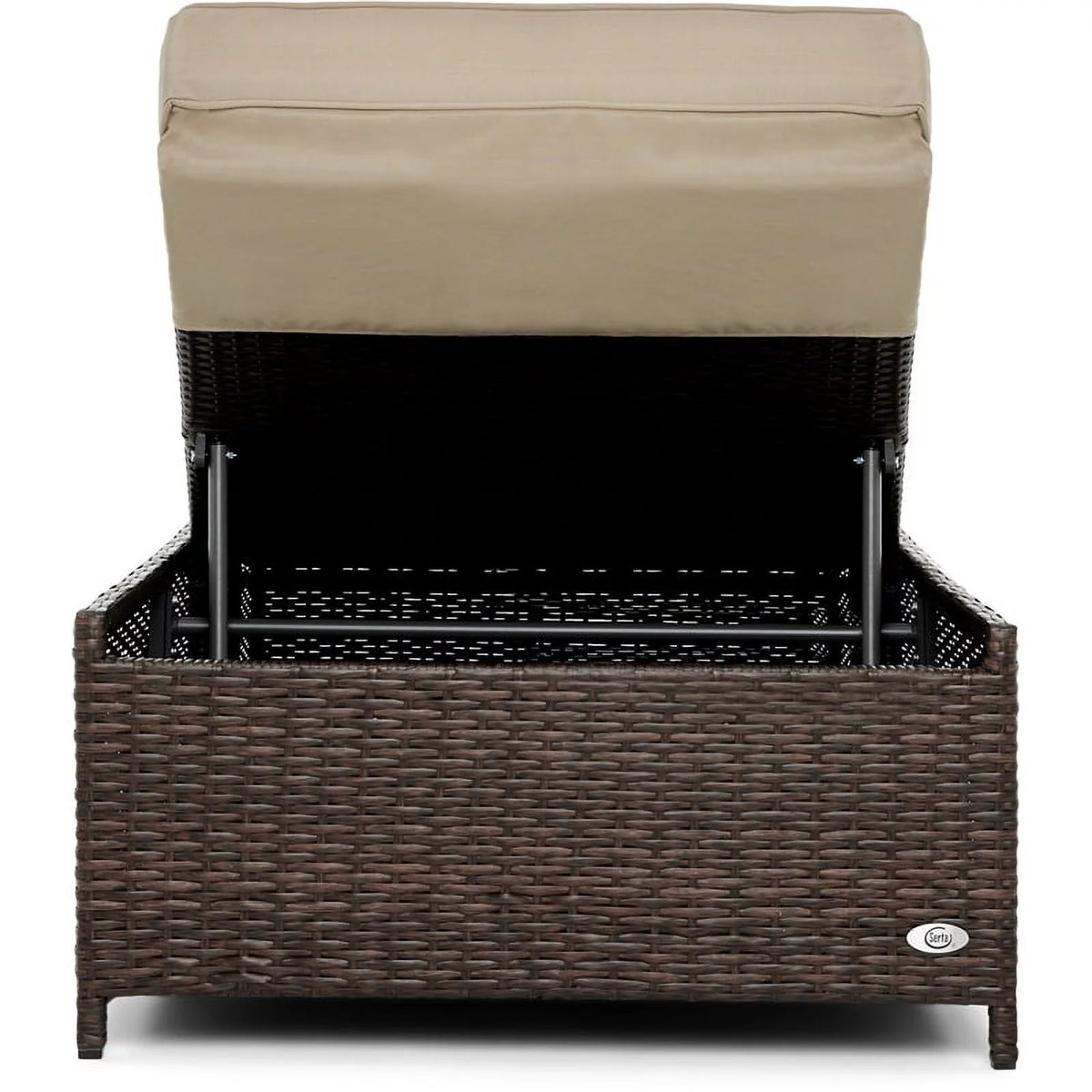 Brown Wicker Outdoor Storage Chaise Lounge I92416