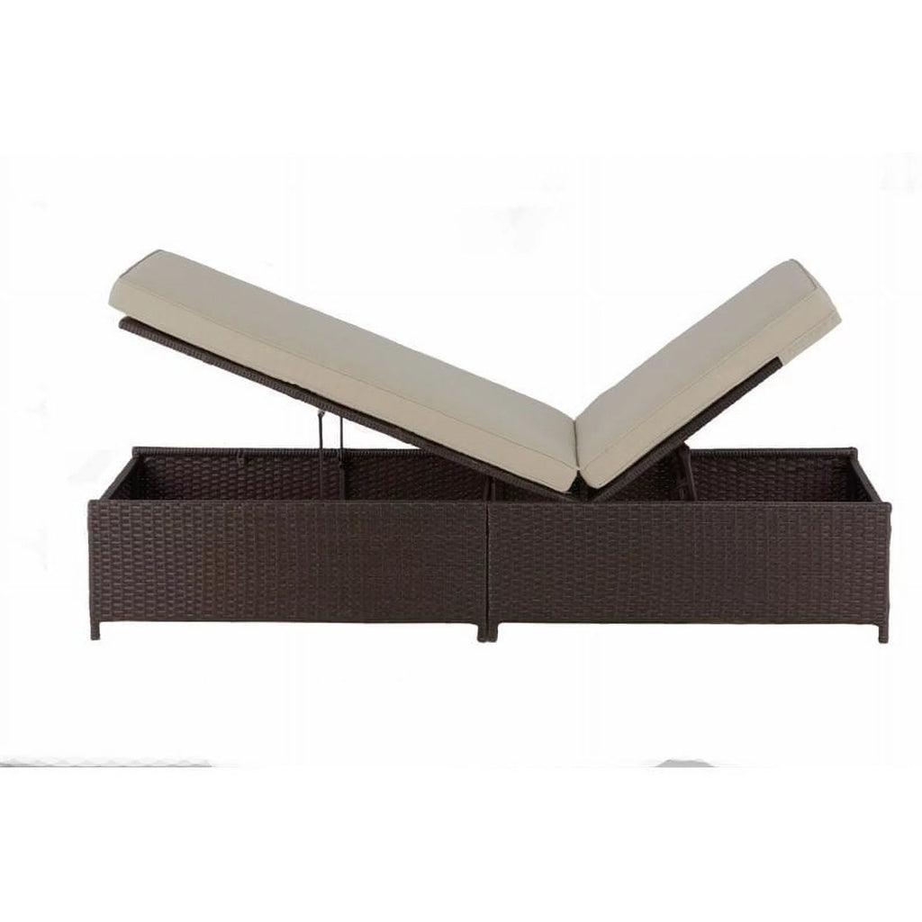 Brown Wicker Outdoor Storage Chaise Lounge I92416