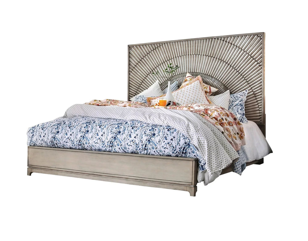 Antique Gray Solid Wood King Bedroom Set 6pcs R462